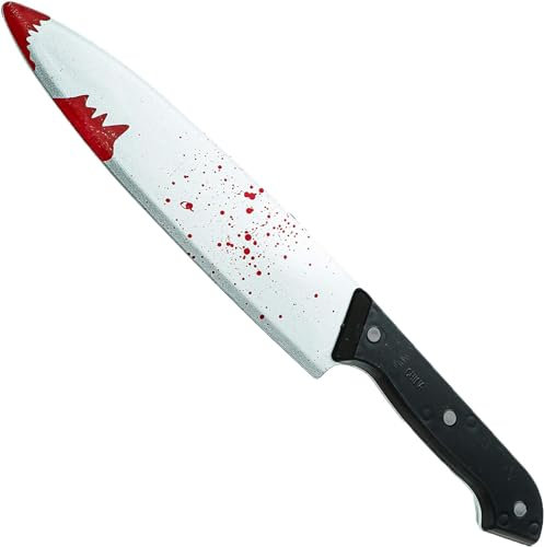 Bohrma Coltello di Halloween, coltello sanguinoso, coltello con effetto sangue, sanguinoso, arma, coltello in plastica, durevole e sicuro per bambini, arma giocattolo