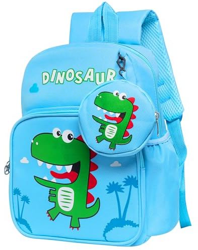 KNGZUNO Toddler Backpack - Kids Backpacks For Boys Nursery Bag Dinosaur Mini Rucksack Dino Small Boy Schoolbag Children's Preschool School Child back pack 3 Year old Kindergarten Blue