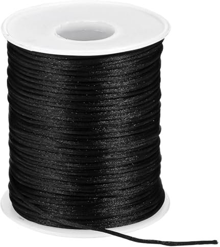 1 Roll 110 Yards Black Cord Nylon Cord Wind Chimes String Black Nylon Twine Windows Roman Rollers Repair Braided Lift Shade Rope Replacement for DIY Crafts Chinese Knotting Gardening Plant