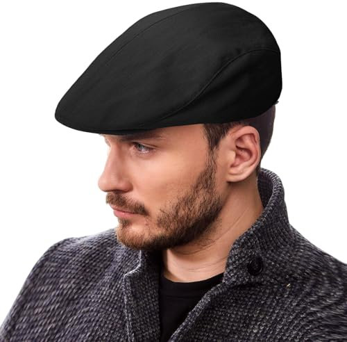 TUONYIS Schirmmütze Herren,Schiebermütze Herren Schiebermütze Barret Cap,Verstellbare Newsboy-Mütze,1920 Stil Gatsby Kostüm Accessoires für Männer beim Wandern Golfen Reisen Einkaufen(Schwarz)
