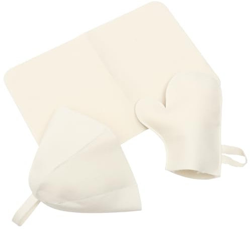 Sosoport Set Cuffia, Guanti e Tappetino Da Sauna in Feltro Bianco, Copricapo Traspirante e Leggero Anello Sospensione, Accessori Per Spa e Bagno Per Protezione Testa e Chioma Durante Sauna