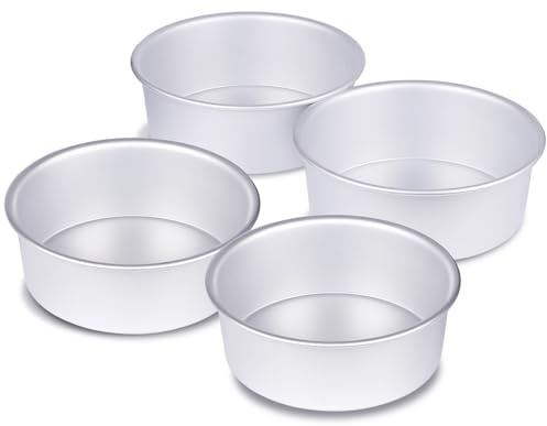 HomeMall 4 x 2 inch Round Cake Pan Set of 4, Aluminum Baking Pans for Mini Cakes, Heavy Duty Non-Stick, Evenly Baking Tools for Home Kitchen, Birthday Wedding Anniversary