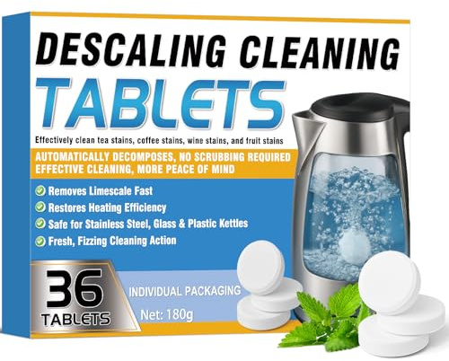 Pastilles de Nettoyage Puissantes pour Bouteilles d'Eau Erigathe - 36 unités, Détartrant pour Bouilloire, pour Tous les Récipients en Acier Inoxydable, Gourdes, Plastique et Verre