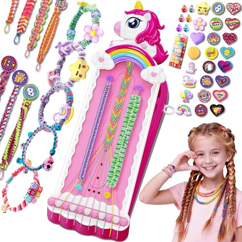Unicorno Kit Braccialetti dell’Amicizia, 182 Pezzi Arti e Mestieri per Ragazze 4-12 Anni, Fili Colorati, Perline & Clip Facile, DIY Creativo Regali di Compleanno Natale per Bambini 5 6 7 8 9 10 11 12