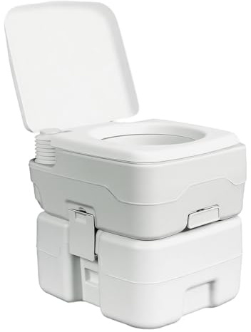 Portable Flush Toilet with 15L Removable Waste Tank, Compact Design with Rotating Spout and Leak-Resistant Construction