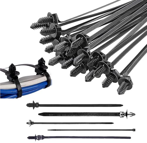 Correa de cable autobloqueante, 160 bridas de montaje a presión, soporte de cable resistente, cierres de instalación automotriz duraderos, clips de gestión de cables de nailon, kit organizador fuerte