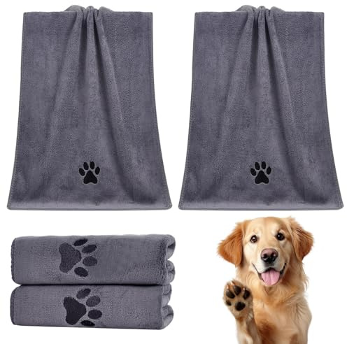 PokeAir Dog Towels for Drying, 2 Pack Super Absorbent Dog Towel, 70 x 140 cm Large Soft and Comfortable, Microfibre Dog Towel Bathrobes, Pet Towels for Dog Cat Pet (Dark Gray)