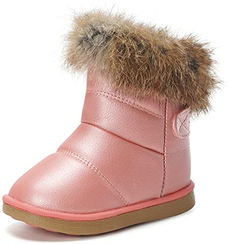 KVbabby Bambine e Ragazze Carino Stivali da Neve Morbide Fodera calda Stivali Scarpe di Cotone Piatto Pelliccia Stivali,rosa,23 EU = produttore 24
