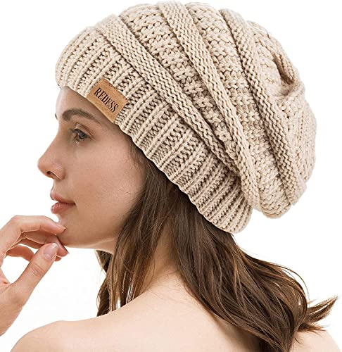 REDESS Slouchy Beanie Mütze für Herren und Damen Winter Warm Chunky Soft Oversized Zopfstrickmütze