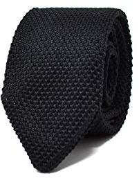Sweet Leaf Cravate Homme en maille Tricot Noir - 100% en Soie - Classique, Elégante et Moderne - (Idéale pour un cadeau, un mariage, avec un costume, au travail…)