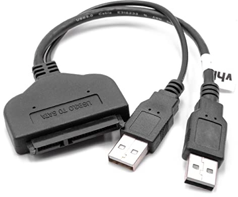 vhbw SATA III zu USB 3.0 Adapter Festplattenkabel Anschlusskabel kompatibel mit 2,5 HDD, SSD Festplatten, Plug & Play fähig schwarz