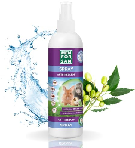 MENFORSAN Anti-Insect Spray for Direct Use for Rodents, Rabbits and Ferrets 125ml, with Natural Insecticide Ingredients, Margosa, Gerniol and Lavandino