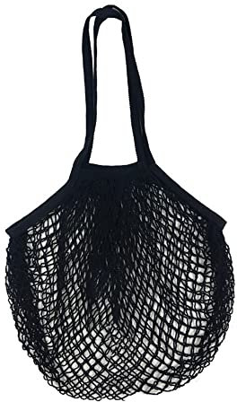 TopHomer Sac à provisions en coton réutilisable en maille de coton pour le stockage de fruits, légumes, Noir , Classique