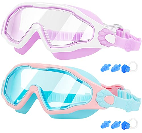 EasYoung Swimming Goggles for Kids 2 Pack Boys Girls Age 6-14 with Quick Release Strap for Kids