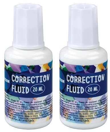 JMS we create smile (𝐓𝐰𝐢𝐧 𝐏𝐚𝐜𝐤) 20ml Fast Drying Correction Fluid with Brush Applicator White Correction Fluid Bottle (2 Bottles)