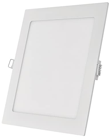 EMOS LED Panel 12,5 W, quadratische 1000 lm Einbauleuchte, Deckenleuchte in Weiß mit Durchmesser 17 cm, extra flach, Einbautiefe 2,1 cm, Lichtfarbe warmweiß 3000 K, inkl. LED-Treiber