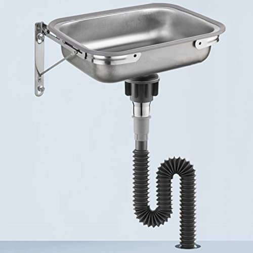 Fadiadem Wandmontiertes Edelstahlspülbecken Mini-Einzelwaschbecken, Handelsübliches Handwaschbecken, kleines Waschbecken, Waschbecken für Badezimmerbehälter, Waschbeckenwaschbecken