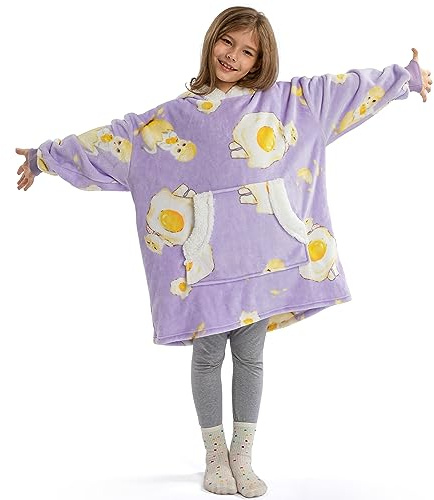 Winthome Överdimensionerad huvtröja filt, flanell sweatshirt filt, gosig tröja för barn pojke flicka, Katt, one size