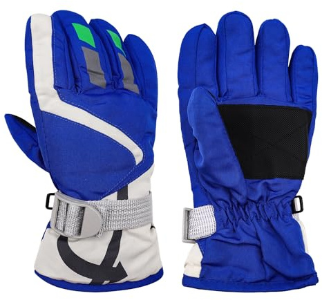 HADEEONG Kids Winter Gloves Waterproof Ski Snow Gloves for Boys & Girls, Warm Gloves Outdoor Sports Snowboard Bicycle, Blue, 4-6 Years