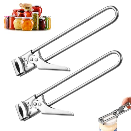 Deckelöffner für Schraubgläser,2 Stücke Schraubdeckelöffner, Manuell Büchsenöffner aus Edelstahl,Multifunktionaler Flaschenöffner Senioren,Rutschfestes Design Helfer Drehverschlussöffner