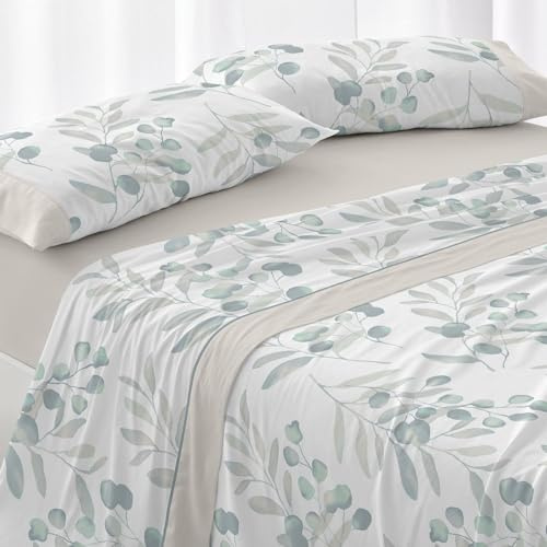 Burrito Blanco Parure de lit en Flanelle de Coton, pour lit de 90 cm (+ Dimensions Disponibles), Design 574, Couleur Turquoise (90 x 190/200 cm)