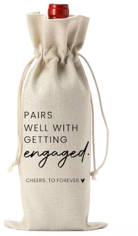 FBCCZEY Engaged Gifts, Engagement Gifts for Couples Her, Engagement Party Decorations Gifts for Engaged Couple Wine Bag, Pairs Well with Getting Engaged Wine Bottle Bag