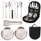Camping Geschirr Set 10er-Satz für 2 Personen Tragbars Besteck Set Campingbesteck Set Edelstahl für Camping Picknick Wanderung
