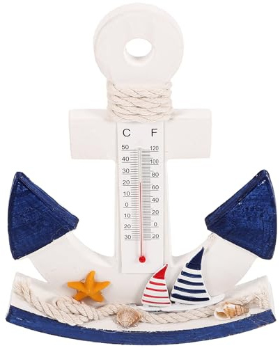 RORPOIR Wooden Anchor Ornament with Mediterranean Style Nautical Home Decor for Indoor Outdoor Use Seaside Themed Decoration