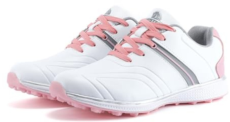 Zapatos De Golf Resistentes Al Agua para Mujer, Calzado De Golf Sin Clavos Al Aire Libre Comodidad Zapatillas De Cuero para Caminar,Rosado,39 EU