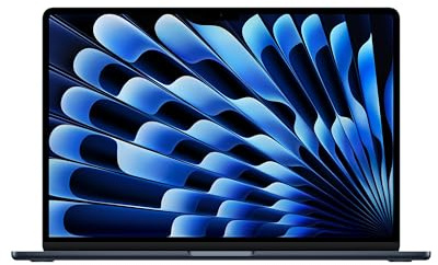 Apple MacBook Air 15,3-tum med M5-chip: Byggd för AI, Liquid Retina-skärm, 16GB enhetligt minne, 512GB SSD, 12 MP Center Stage-kamera, Touch ID, wifi 7, Midnatt