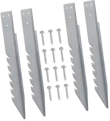 Oxxggkao 4 kits profesionales de reparación de postes de valla, anclajes, picos, estacas para vallas de madera y metal, resistentes al viento, estacas de tierra