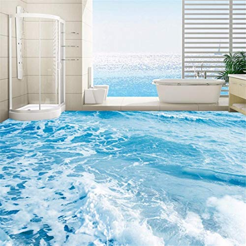 Benutzerdefinierte 3D Boden Wandbild Tapete Meer Wasser Wellen Boden Aufkleber Gemälde Tragen rutschfeste selbstklebende PVC Wasserdichte Boden Wandbilder, 200 * 140 cm