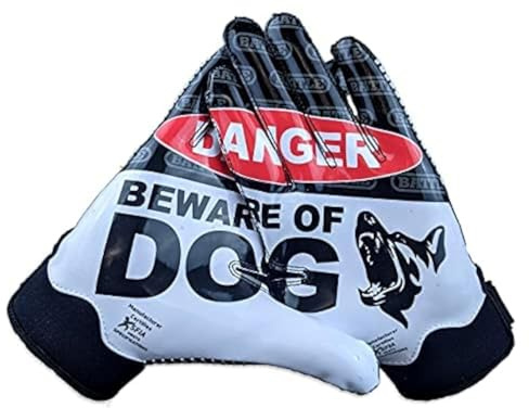 Battle Sports Beware of Dog Doom 1.0 Football Receiver Gloves (Adult, Large)