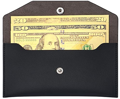 Molain Geldbörse mit Geldumschlag, Geldbeutel aus PU Leder wiederverwendbar Budgetumschlag Geldbeutel Umschlagsystem Bargeldteiler für Geldbörsen, 7,2 x 3,6 Zoll(Schwarz)