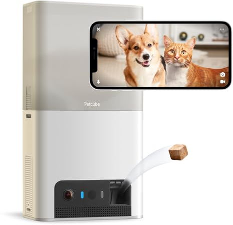 Petcube Bites 2 Lite Interactive WiFi Pet Monitoring Camera with Phone App and Treat Dispenser, 1080p HD video, Night Vision, Two-Way Audio, Sound and Motion Alerts, Cat and Dog Monitor