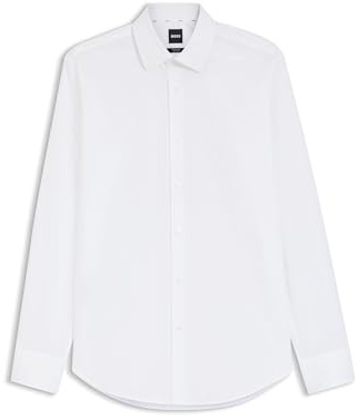 BOSS Hommes H-JOE-kent-C1-214 Chemise Regular Fit à Rayures en Popeline de Coton Stretch Facile à Repasser