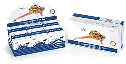 Nasara Original Kinesiology Physio Sport Tape: confezione da 6 nastri per lo sport e la medicina, rotolo da 5 x 5 m, blu scuro