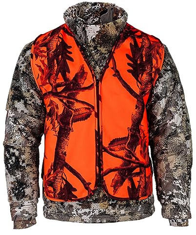 Klarny Camo Orange Vest - High Visibility, Waterproof, Ultra-Quiet Deer and Bow Hunting Gear | Orange Safety Vest Essential Hunting Accessories, Size XL