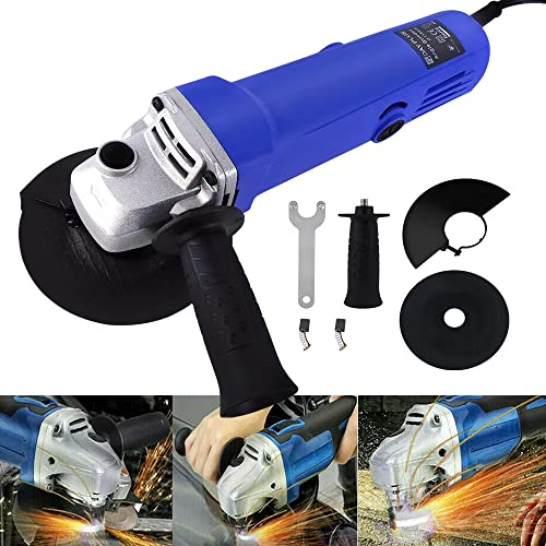 Mini Angle Grinder 115mm, 750W Corded Electric Angle Grinder for Masonry Concrete Tile Metal Steel Cutting Grinding Polishing, 12000RPM, Additional Handle