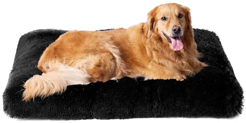 EHEYCIGA Panier Chien Grande Taille XXL, 105x70cm, Coussin Chiens Anti Stress Lavable et Antidérapant, Moelleux Lit pour Chien Peluche, Noir