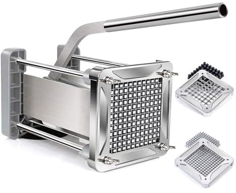 Sopito Taglia Patate, Taglia Patate a Bastoncino in Acciaio Inox, Tagliapatate per Patate Fritte con Lame da 12x12mm e 6x6mm per Uso Domestico