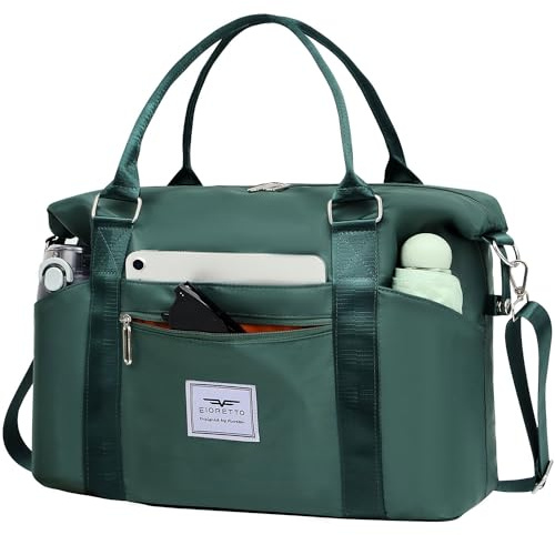 FIORETTO Damen Reisetasche Sporttasche Handgepäck Weekender Bag Schwimmtasche Wasserdicht Travel Bag Duffle Bag Fitnesstasche Trainingstasche für Damen Grün Large