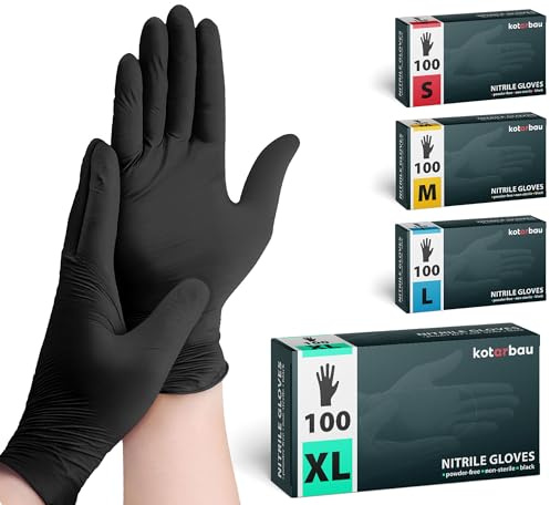 KOTARBAU® 100 Unidades De Guantes Desechables De Nitrilo XL Negros Para Cocina Taller Protección