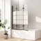 Gestreift Duschwand für Badewanne Schwarz 140x140cm 3-teilig faltbar Schwarz Duschtrennwand für Badewanne Duschabtrennung Badewanne mit Milchglas, Badewannenaufsatz 6mm ESG Sicherheitsglas