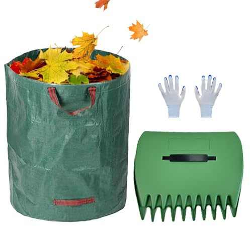 Râteau à feuilles avec poignée ergonomique, grands râteaux à feuilles | Ramasse-feuilles attrape les pelles | Grand râteau de jardin manuel pour feuilles, aliments coupés et saleté