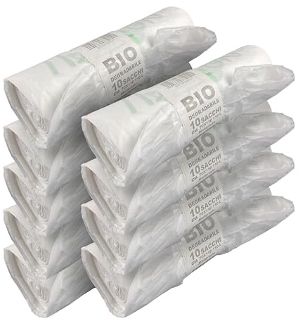 IlGruppone Sacchi Immondizia Organici Biodegradabili per Umido Compostabili Sacchetti Spazzatura Antigoccia 30/110 Litri - 30 Pezzi - 70x110Cm110Lt