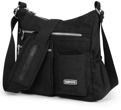 Aucuu Bolso Bandolera Mujer, Impermeable Nailon Crossbody Bolso, Grande Crossbody Bolsos con Correa Ajustable, Cruzado Casual Bolso, Múltiples Bolsillo, para Viajar, Escuela, Compras, Trabajo