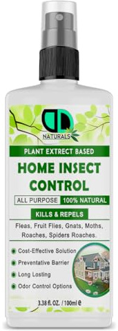 DD Teck 100% Natural Home Insect Control Repellent Spray for Fleas, Gnats, Moth, Spider Roaches, Fruit Flies, Preventative Barrier, Indoor and Outdoor Use (100ml Spray)