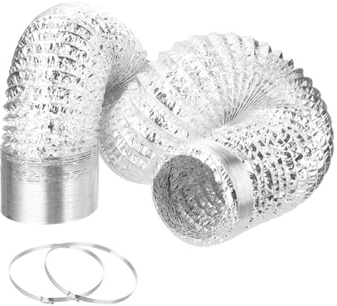 QUARKZMAN Aria Tubo Flessibile in Alluminio 5.9 Pollici 24.61 Piedi Tubo Flessibile in Alluminio Non Isolato con 2 Morsetti per Ventilazione HVAC