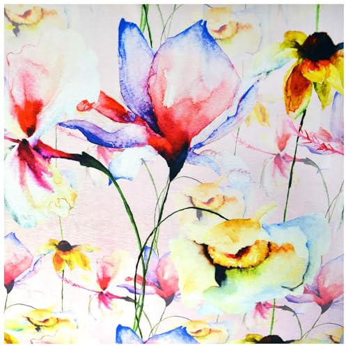 Jersey Sommerblumen ab 1m Viskose Sommerstoff Meterware Digitaldruck Jerseystoff